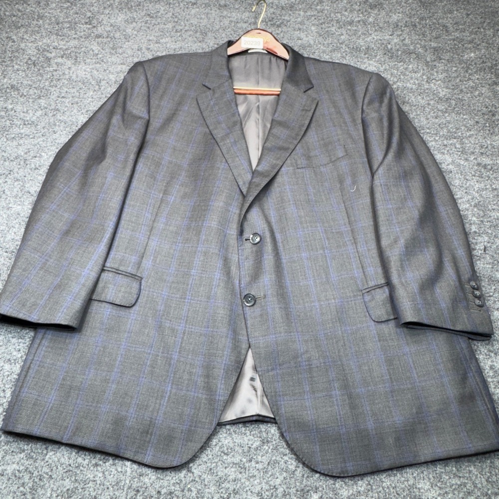 Peter Millar Sport Coat Mens 54R 48R Gray Plaid Wool Canada Surgeon Cuffs Blazer